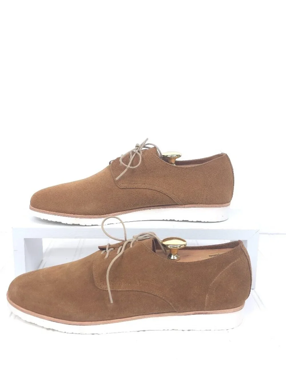 NIB Men's NISOLO Lightweight Flex Derby Suede Leather Oxford Tan Size 9.5